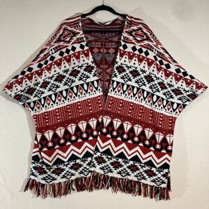 H&M‎ Southwestern Native American Print Open Cape Shawl Wrap One Size